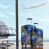 New Zealand Kokako Bird Luggage Cover Kowhai Galaxy Style Polynesian Pattern