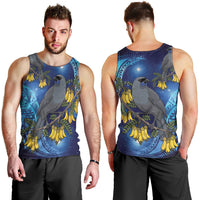 New Zealand Kokako Bird Men Tank Top Kowhai Galaxy Style Polynesian Pattern