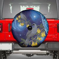 New Zealand Kokako Bird Spare Tire Cover Kowhai Galaxy Style Polynesian Pattern