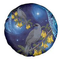 New Zealand Kokako Bird Spare Tire Cover Kowhai Galaxy Style Polynesian Pattern