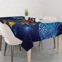 New Zealand Kokako Bird Tablecloth Kowhai Galaxy Style Polynesian Pattern