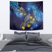 New Zealand Kokako Bird Tapestry Kowhai Galaxy Style Polynesian Pattern