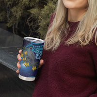 New Zealand Kokako Bird Tumbler Cup Kowhai Galaxy Style Polynesian Pattern