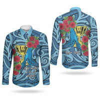 Personalised New Zealand Father's Day Couples Matching Summer Maxi Dress and Long Sleeve Button Shirt Best Dad Trophy Red Rose Maori Pattern LT22 - Polynesian Pride