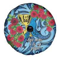 New Zealand Father's Day Spare Tire Cover Best Dad Trophy Red Rose Maori Pattern LT22 - Polynesian Pride