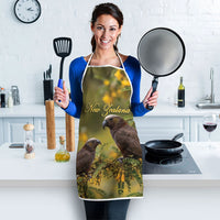 New Zealand Kaka Bird Apron Kowhai Flower Landscape Style