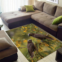 New Zealand Kaka Bird Area Rug Kowhai Flower Landscape Style