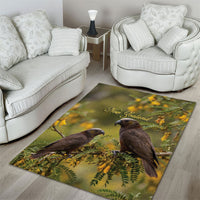 New Zealand Kaka Bird Area Rug Kowhai Flower Landscape Style