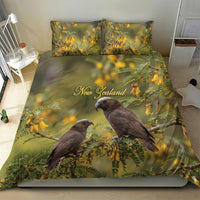 New Zealand Kaka Bird Bedding Set Kowhai Flower Landscape Style
