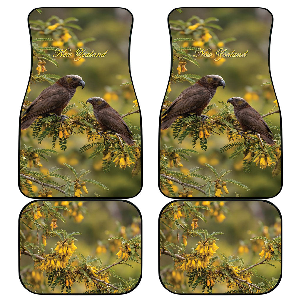 New Zealand Kaka Bird Car Mats Kowhai Flower Landscape Style