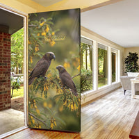 New Zealand Kaka Bird Door Cover Kowhai Flower Landscape Style