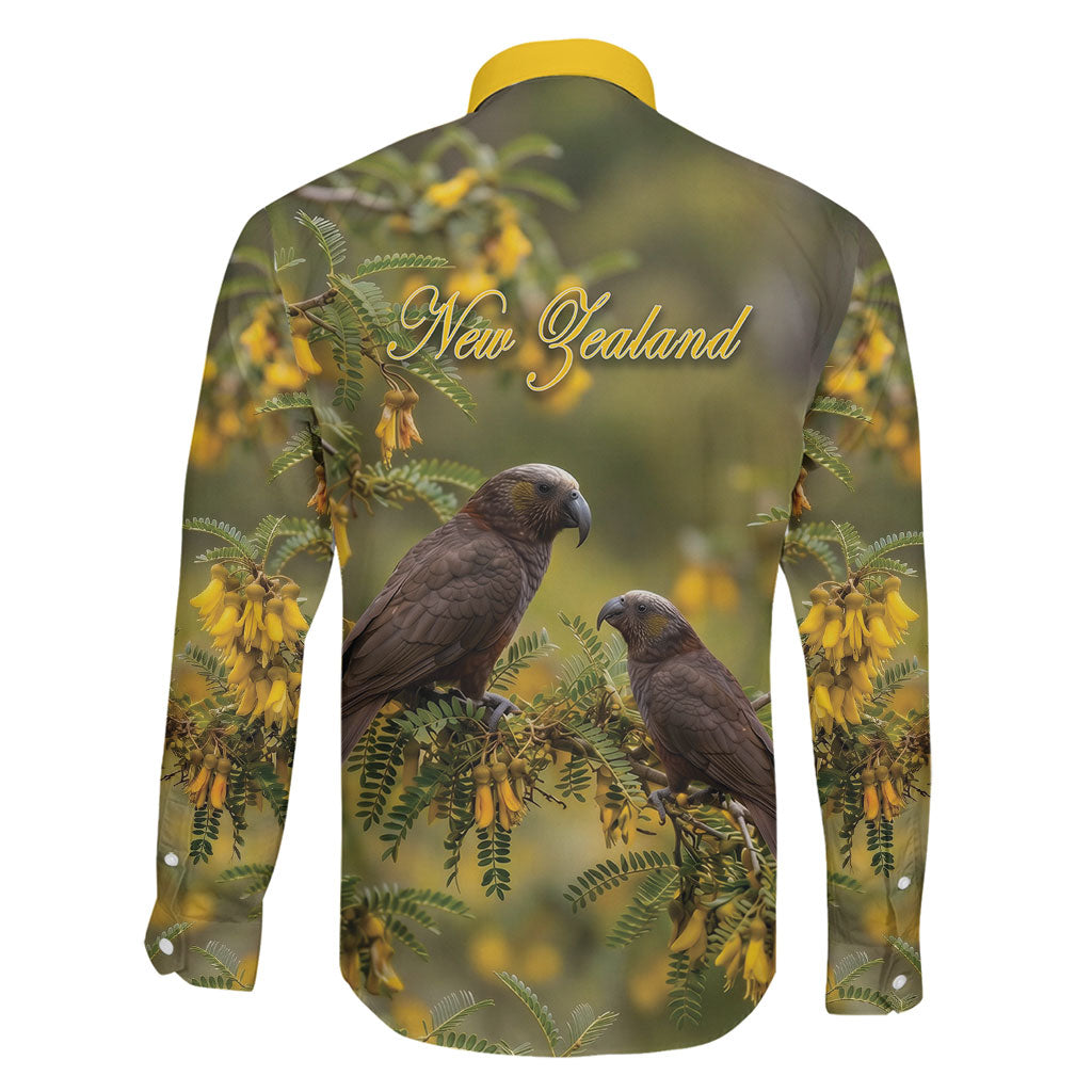 New Zealand Kaka Bird Family Matching Tank Maxi Dress and Hawaiian Shirt Kowhai Flower Landscape Style LT22 - Polynesian Pride