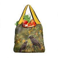 New Zealand Kaka Bird Grocery Bag Kowhai Flower Landscape Style