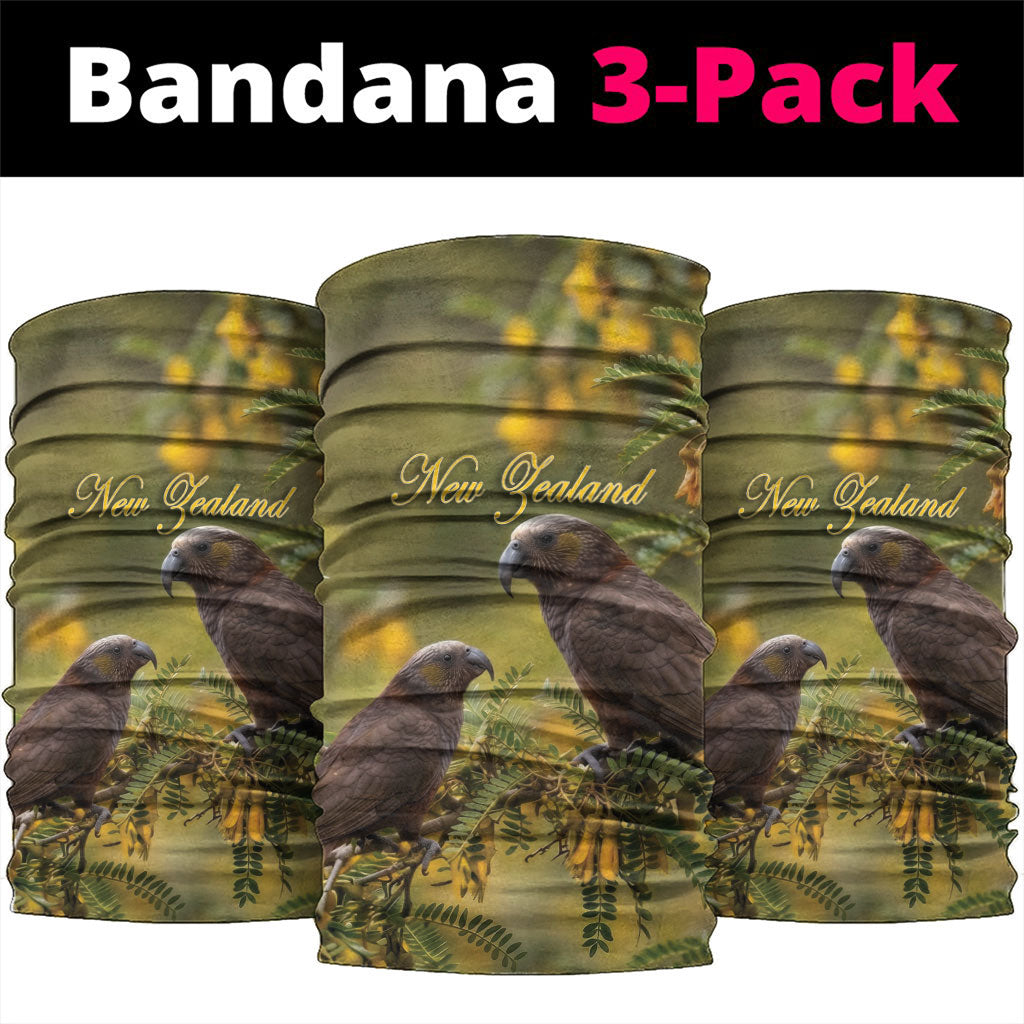 New Zealand Kaka Bird Neck Gaiter Kowhai Flower Landscape Style