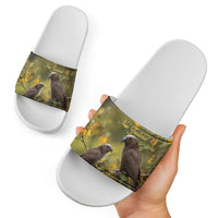 New Zealand Kaka Bird Slide Sandals Kowhai Flower Landscape Style