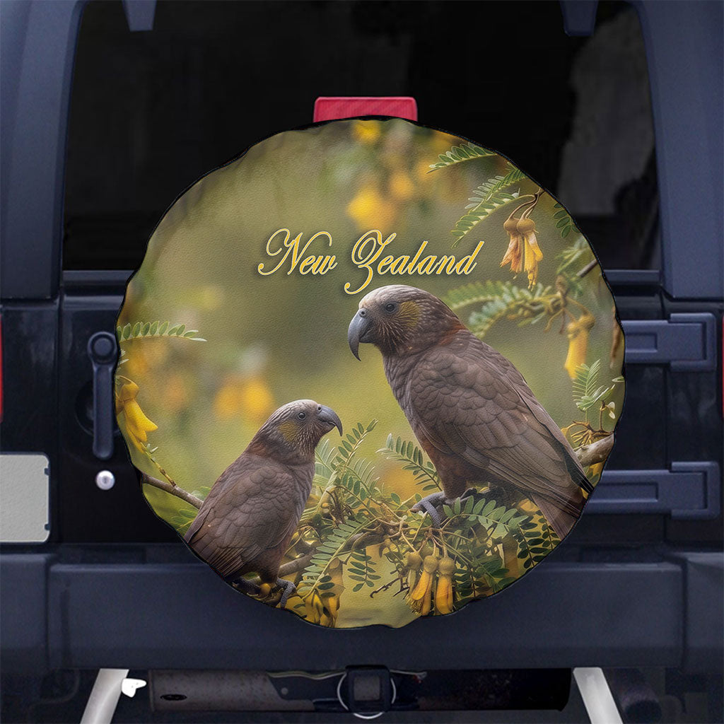 New Zealand Kaka Bird Spare Tire Cover Kowhai Flower Landscape Style