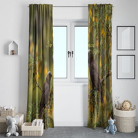 New Zealand Kaka Bird Window Curtain Kowhai Flower Landscape Style