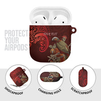 New Zealand Kaka Bird Personalised AirPods Case Pohutukawa Matariki Maori Pattern