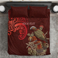 New Zealand Kaka Bird Personalised Bedding Set Pohutukawa Matariki Maori Pattern
