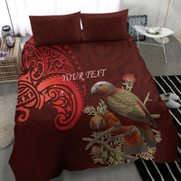 New Zealand Kaka Bird Personalised Bedding Set Pohutukawa Matariki Maori Pattern