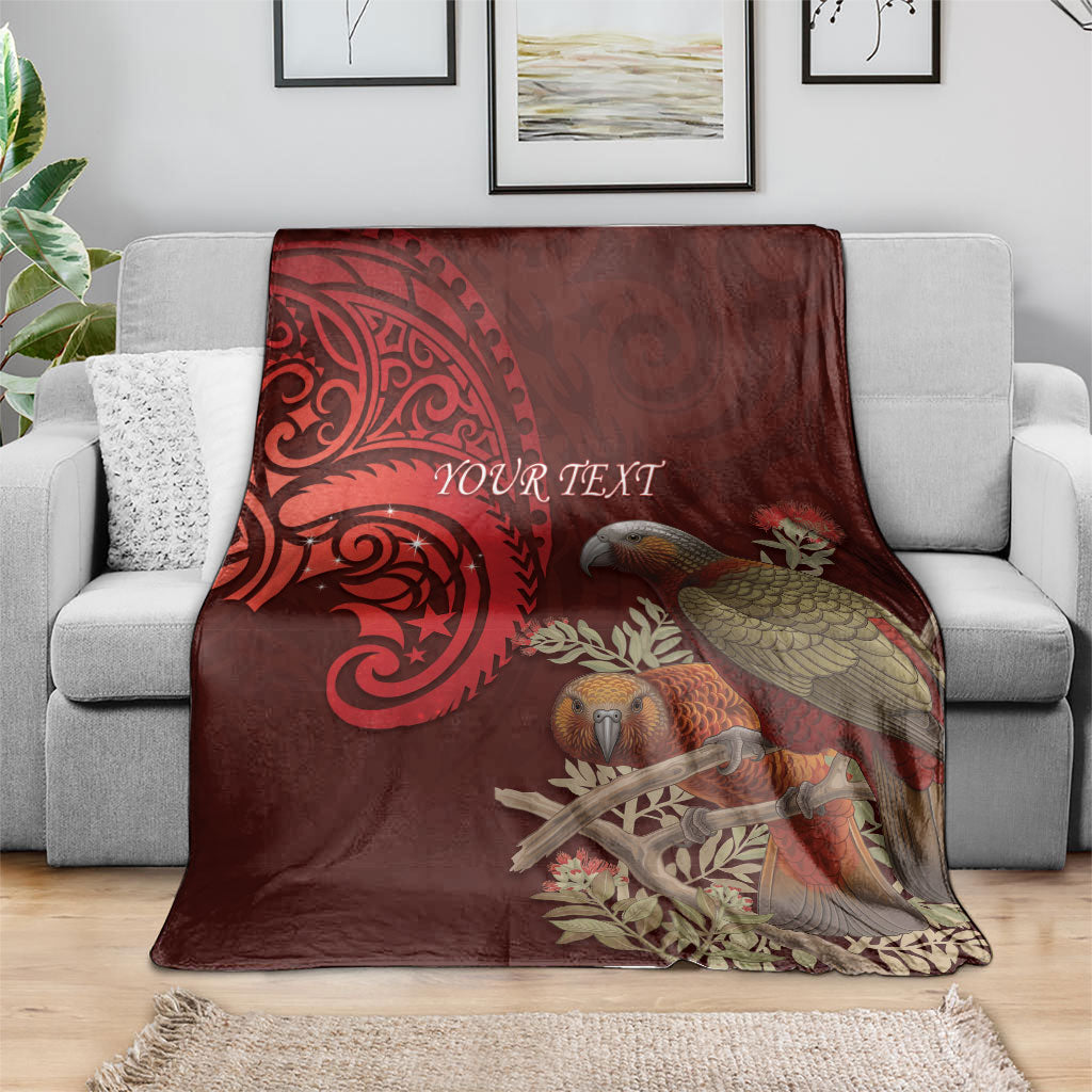 New Zealand Kaka Bird Personalised Blanket Pohutukawa Matariki Maori Pattern