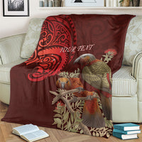 New Zealand Kaka Bird Personalised Blanket Pohutukawa Matariki Maori Pattern