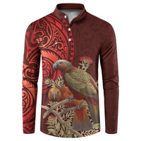 New Zealand Kaka Bird Personalised Button Sweatshirt Pohutukawa Matariki Maori Pattern