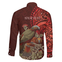 New Zealand Kaka Bird Personalised Family Matching Mermaid Dress and Hawaiian Shirt Pohutukawa Matariki Maori Pattern LT22 - Polynesian Pride