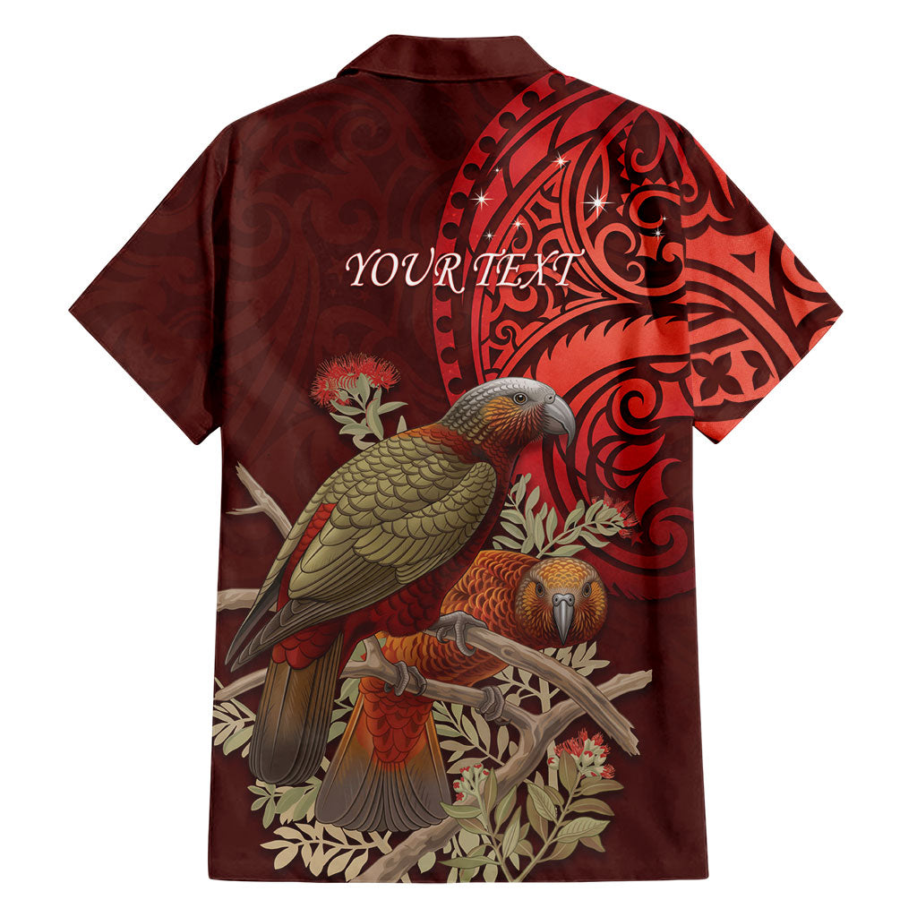 New Zealand Kaka Bird Personalised Family Matching Off The Shoulder Long Sleeve Dress and Hawaiian Shirt Pohutukawa Matariki Maori Pattern LT22 - Polynesian Pride