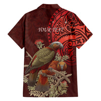 New Zealand Kaka Bird Personalised Family Matching Puletasi and Hawaiian Shirt Pohutukawa Matariki Maori Pattern LT22 - Polynesian Pride