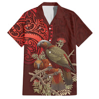 New Zealand Kaka Bird Personalised Hawaiian Shirt Pohutukawa Matariki Maori Pattern