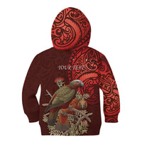 New Zealand Kaka Bird Personalised Kid Hoodie Pohutukawa Matariki Maori Pattern