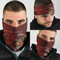 New Zealand Kaka Bird Personalised Neck Gaiter Pohutukawa Matariki Maori Pattern