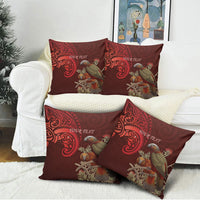 New Zealand Kaka Bird Personalised Pillow Cover Pohutukawa Matariki Maori Pattern