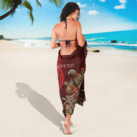 New Zealand Kaka Bird Personalised Sarong Pohutukawa Matariki Maori Pattern