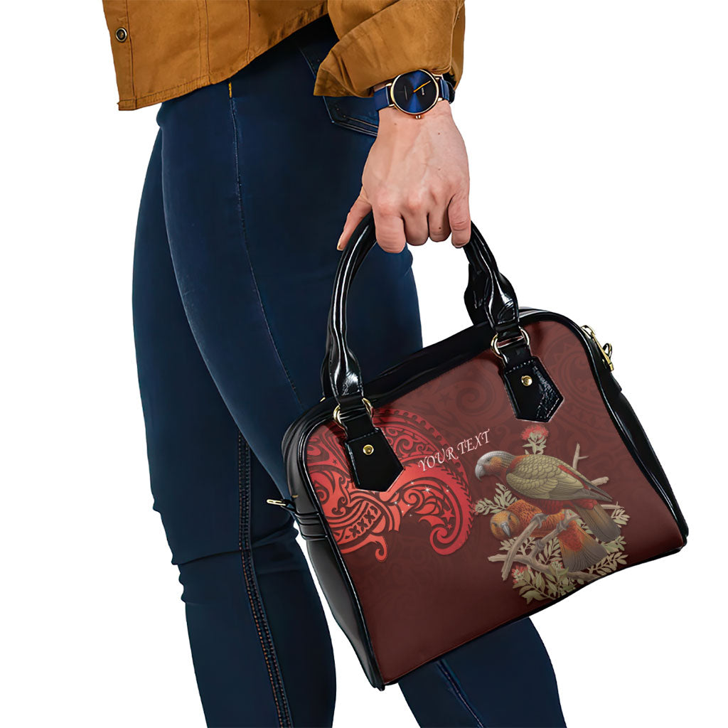 New Zealand Kaka Bird Personalised Shoulder Handbag Pohutukawa Matariki Maori Pattern