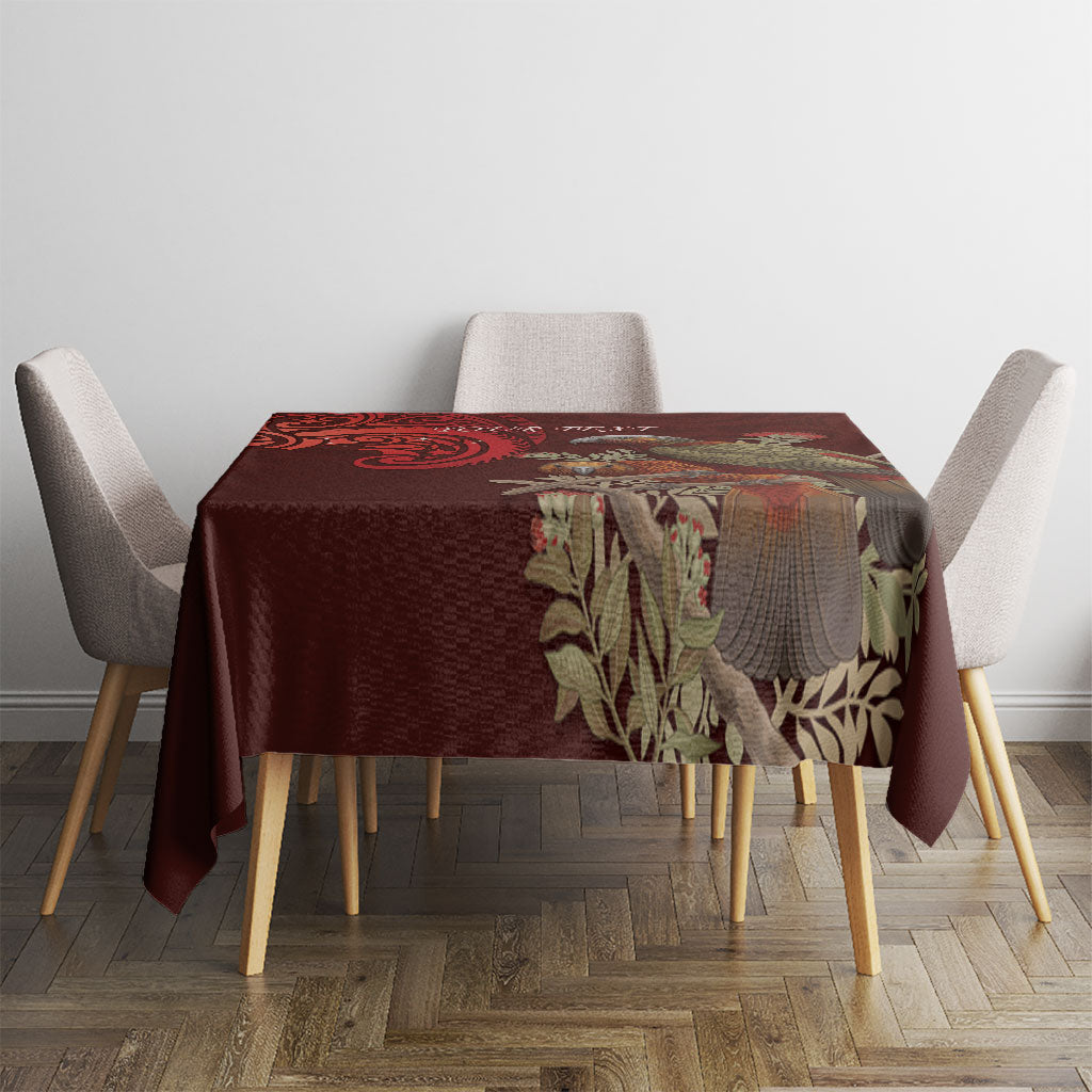 New Zealand Kaka Bird Personalised Tablecloth Pohutukawa Matariki Maori Pattern
