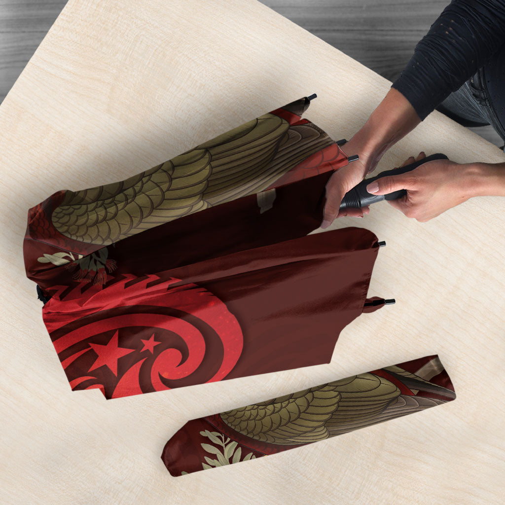 New Zealand Kaka Bird Personalised Umbrella Pohutukawa Matariki Maori Pattern