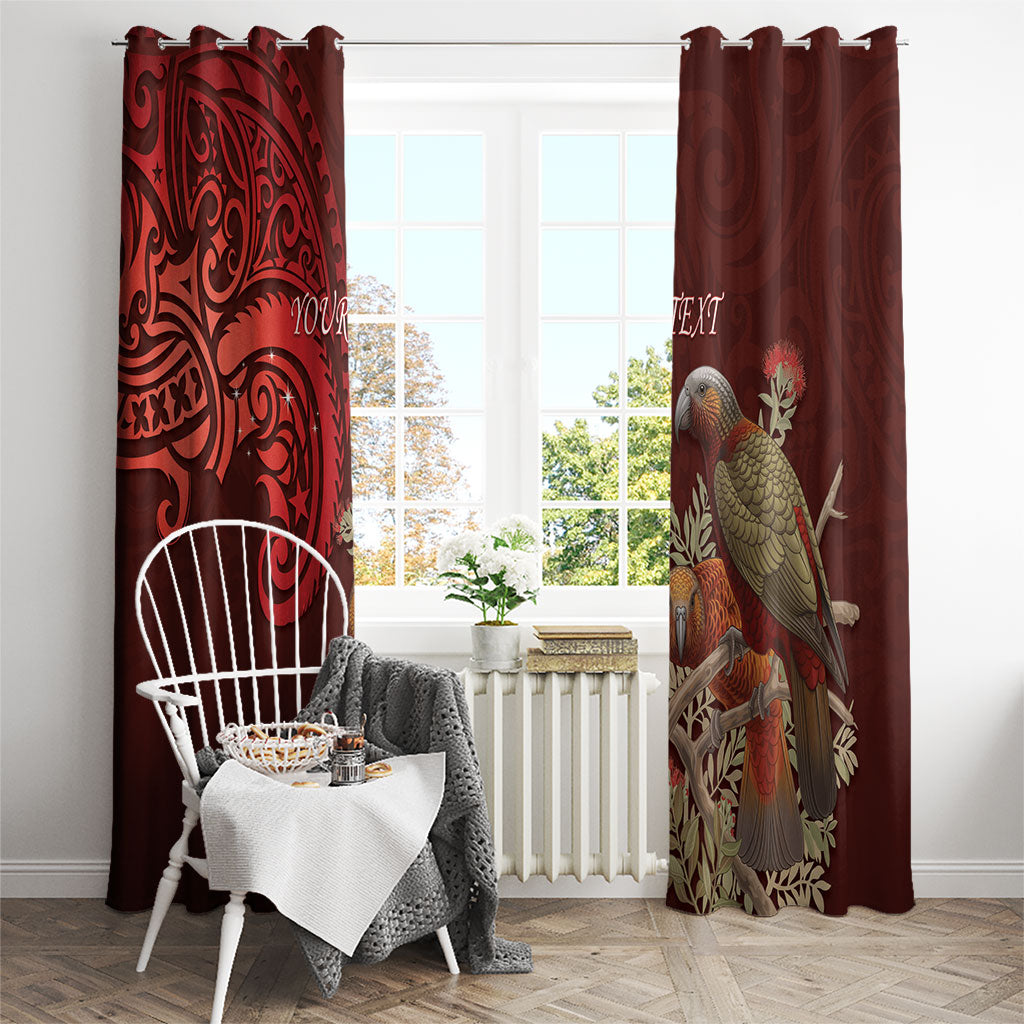 New Zealand Kaka Bird Personalised Window Curtain Pohutukawa Matariki Maori Pattern