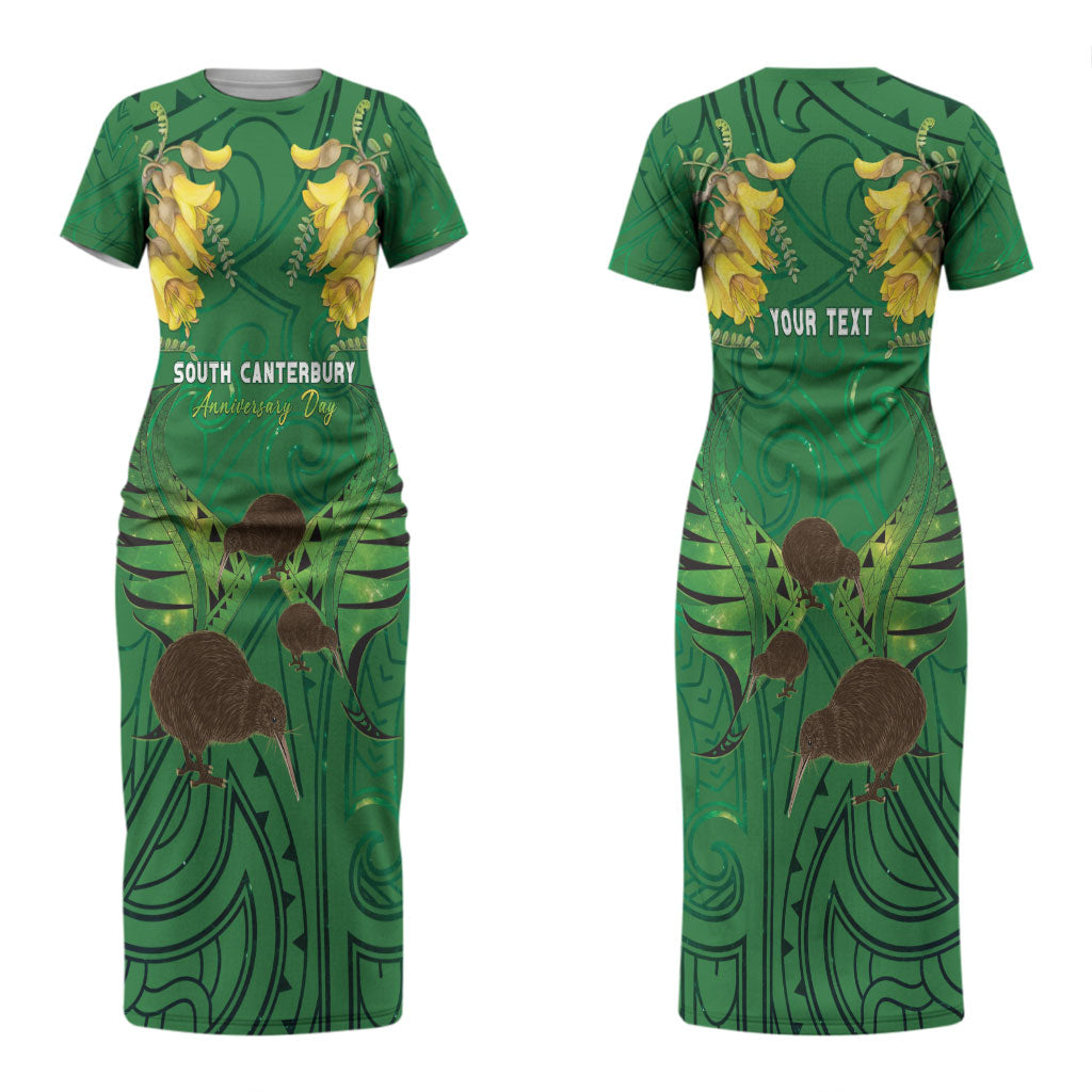 Personalised South Canterbury Anniversary Day Couples Matching Short Sleeve Bodycon Dress and Hawaiian Shirt Kiwi Kowhai Silver Fern Maori Pattern LT22 - Polynesian Pride
