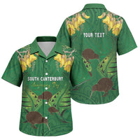 Personalised South Canterbury Anniversary Day Family Matching Off Shoulder Maxi Dress and Hawaiian Shirt Kiwi Kowhai Silver Fern Maori Pattern LT22 Son's Shirt Green - Polynesian Pride