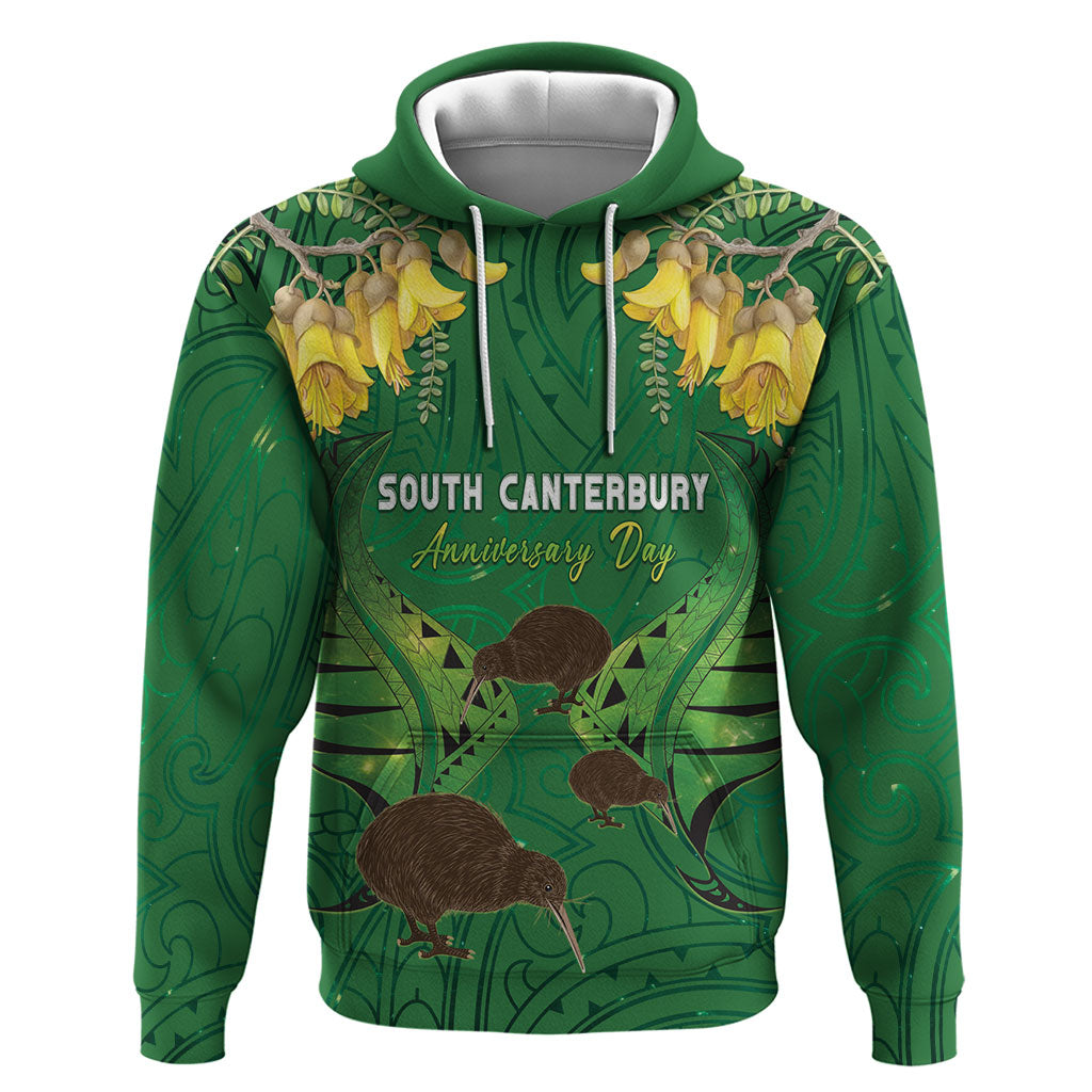 Personalised South Canterbury Anniversary Day Hoodie Kiwi Kowhai Silver Fern Maori Pattern