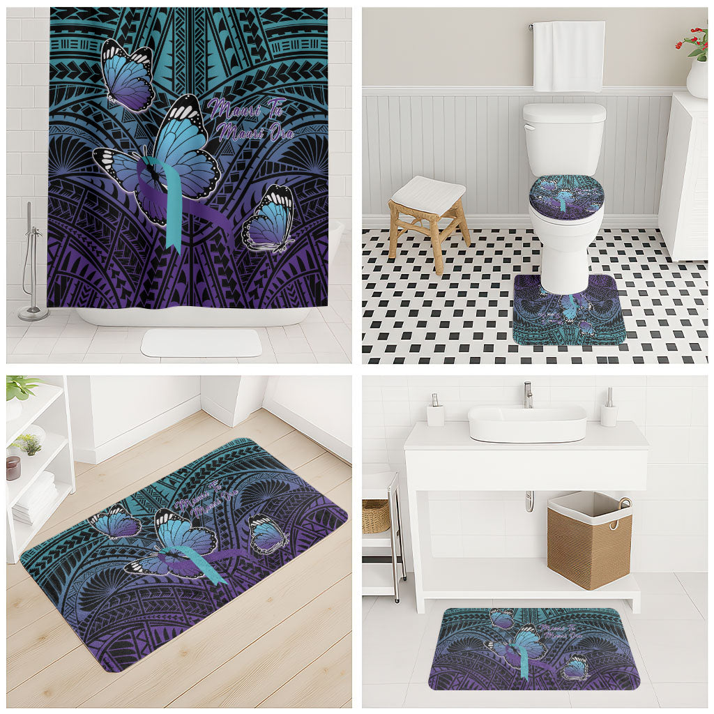 New Zealand Suicide Prevention Month Bathroom Set Maori Mauri Tu Mauri Ora Polynesian Pattern