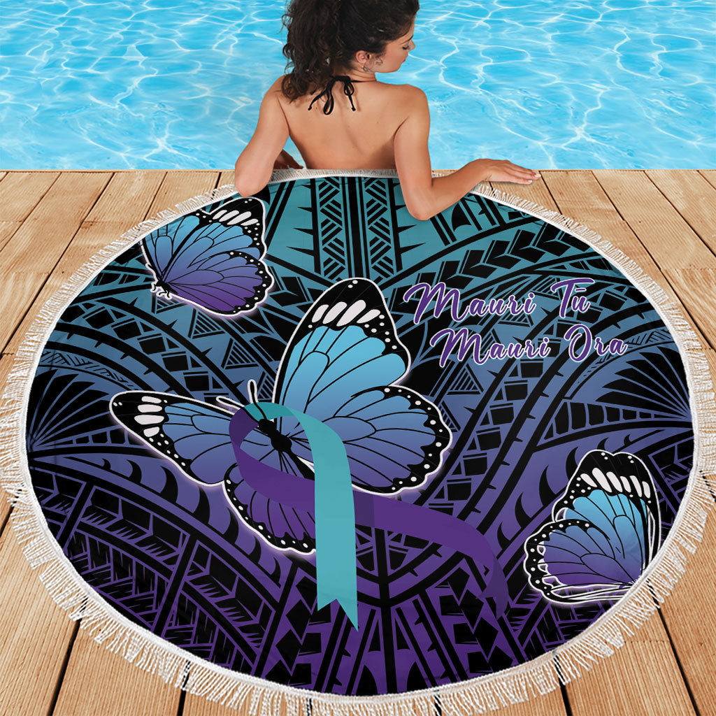 New Zealand Suicide Prevention Month Beach Blanket Maori Mauri Tu Mauri Ora Polynesian Pattern