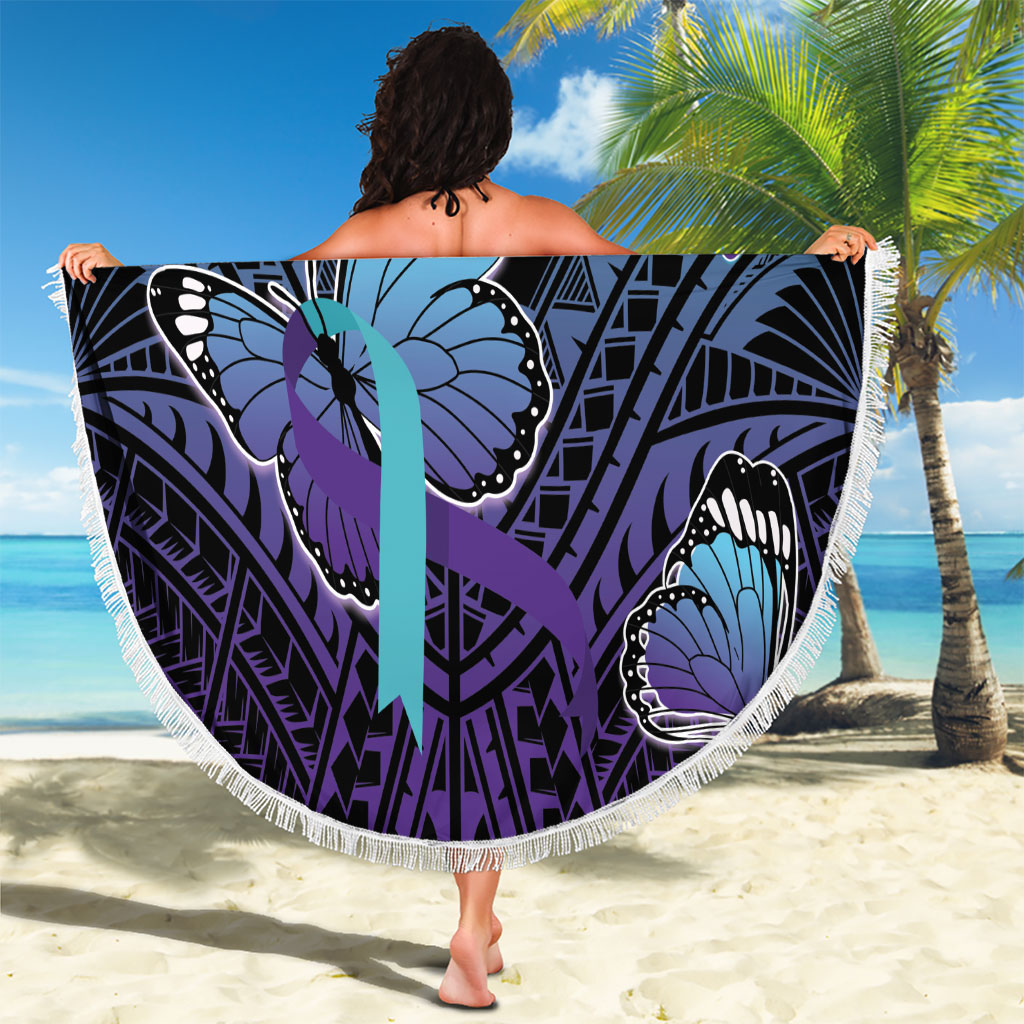New Zealand Suicide Prevention Month Beach Blanket Maori Mauri Tu Mauri Ora Polynesian Pattern