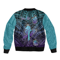 Personalised New Zealand Suicide Prevention Month Bomber Jacket Maori Mauri Tu Mauri Ora Polynesian Pattern