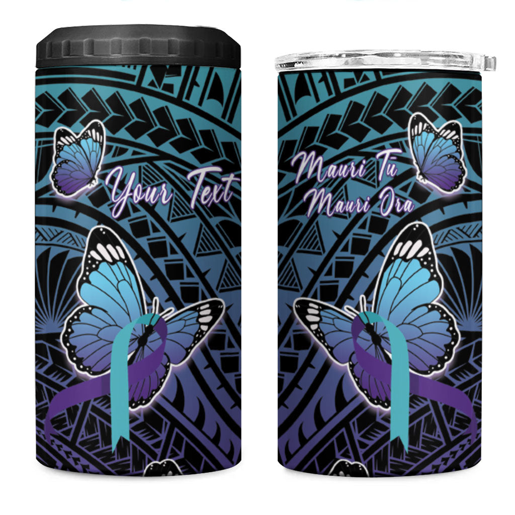 Personalised New Zealand Suicide Prevention Month 4 in 1 Can Cooler Tumbler Maori Mauri Tu Mauri Ora Polynesian Pattern