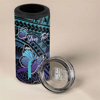 Personalised New Zealand Suicide Prevention Month 4 in 1 Can Cooler Tumbler Maori Mauri Tu Mauri Ora Polynesian Pattern