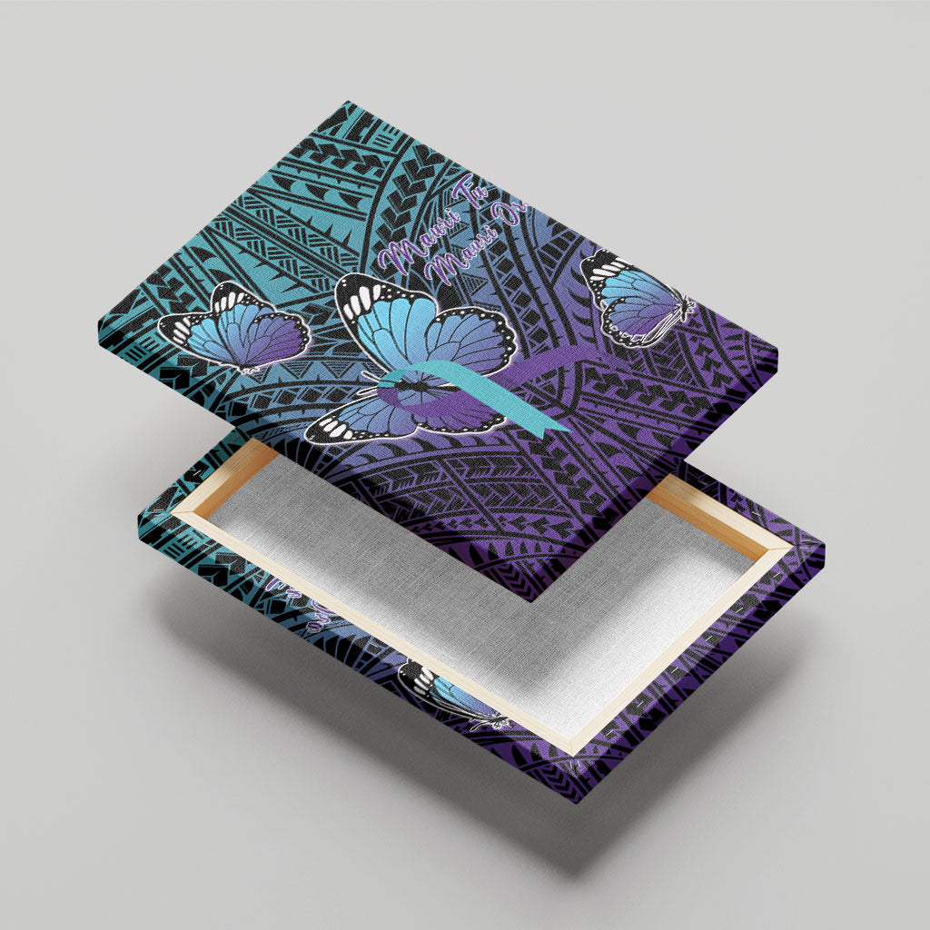 New Zealand Suicide Prevention Month Canvas Wall Art Maori Mauri Tu Mauri Ora Polynesian Pattern