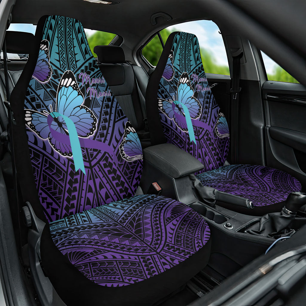 New Zealand Suicide Prevention Month Car Seat Cover Maori Mauri Tu Mauri Ora Polynesian Pattern